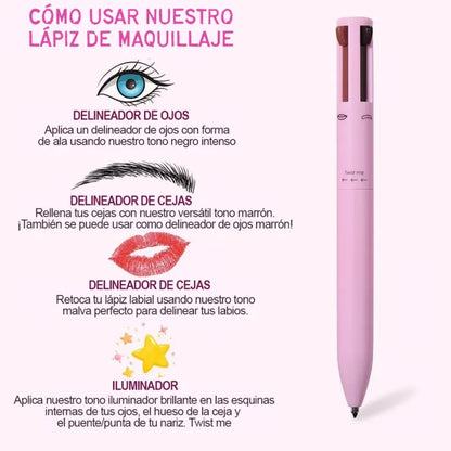 Lápiz de maquillaje 4 en 1 multifuncional